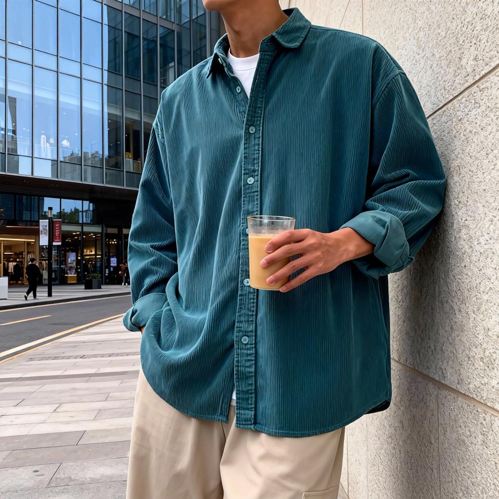 Corduroy Button Up Shirt Men - Nouvelle chemise en velours côtelé pour