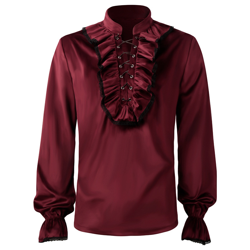 Medieval Gothic Lace Up Pirate Shirt - Chemise gothique victorienne à volants et