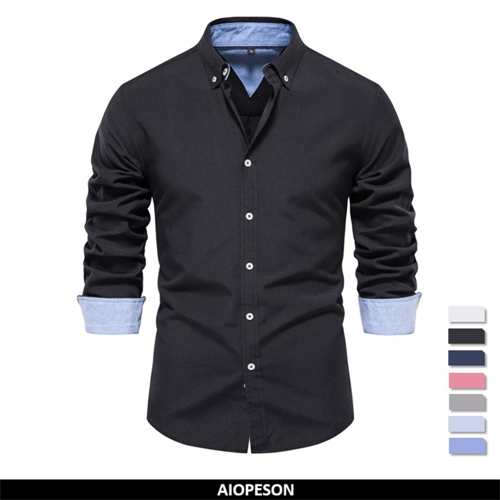 Oxford Cotton Casual Shirt Business - AIOPESON 2023 nouveau automne coton hommes