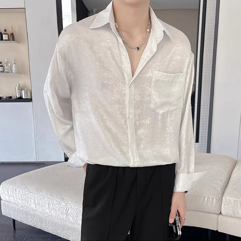 Chemises Sexy en Satin de soie - Mens Satin Silk Dress Shirt avis et prix