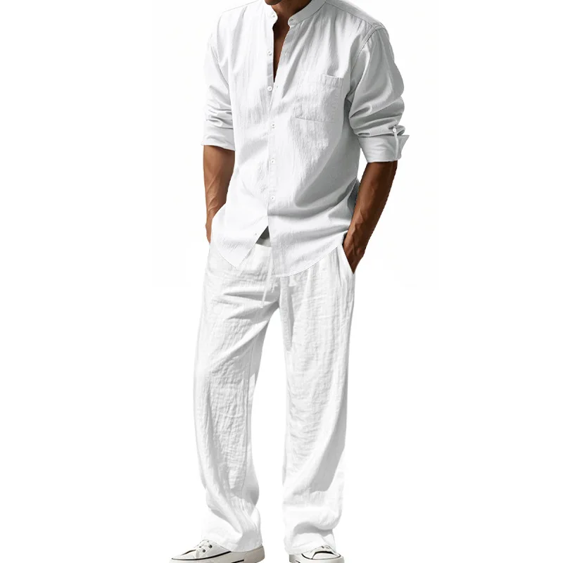 2025 transfrontalier américain - Mens Linen Shirt Long Sleeve avis et prix