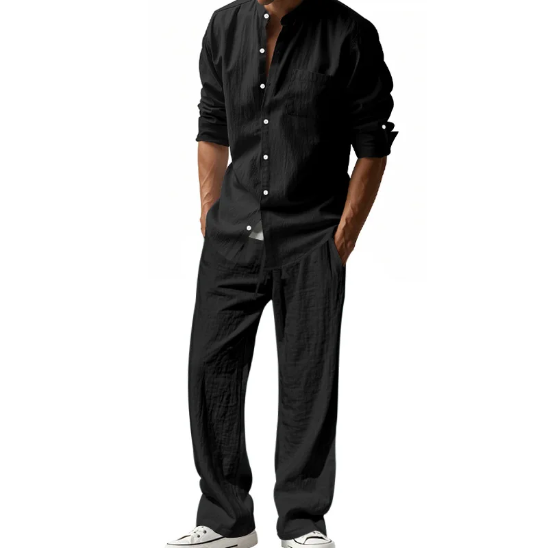 2025 transfrontalier américain - Mens Linen Shirt Long Sleeve avis et prix