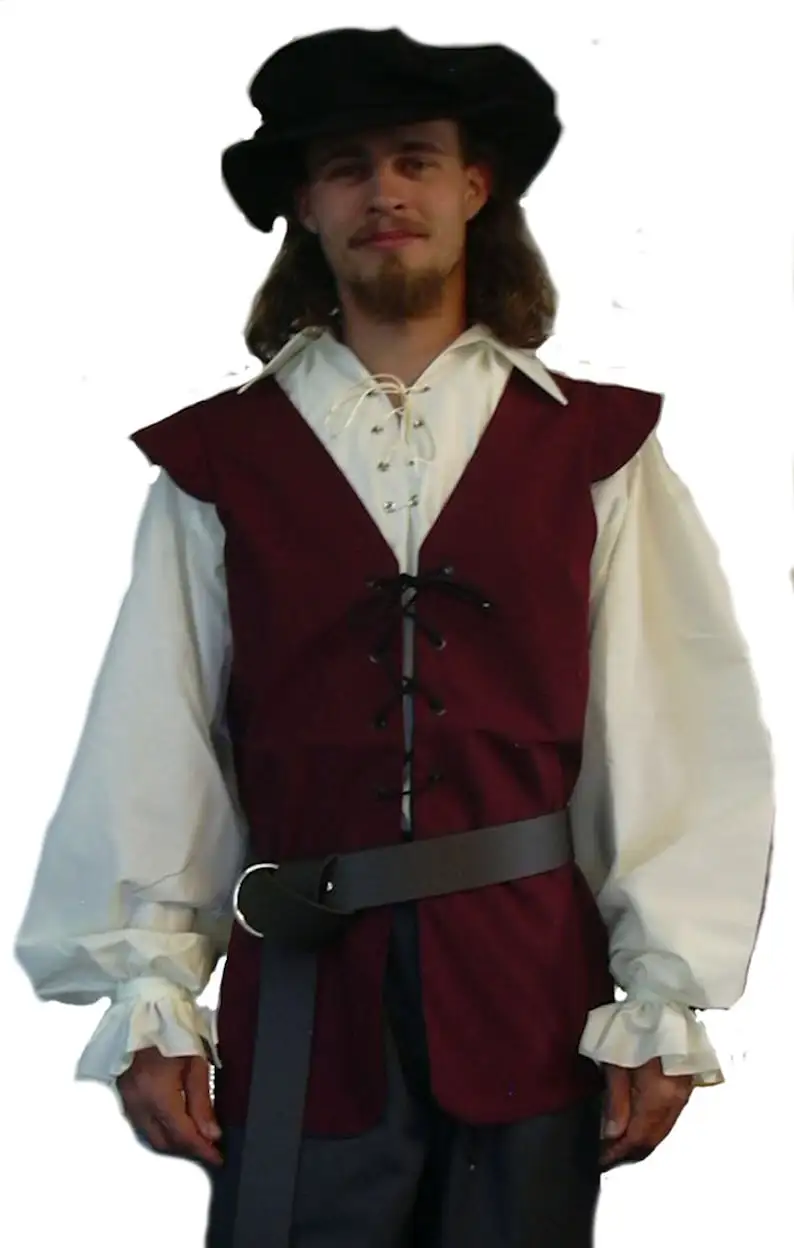 Chemises médiévales à volants  - Medieval Gothic Lace Up Pirate Shirt avis et prix
