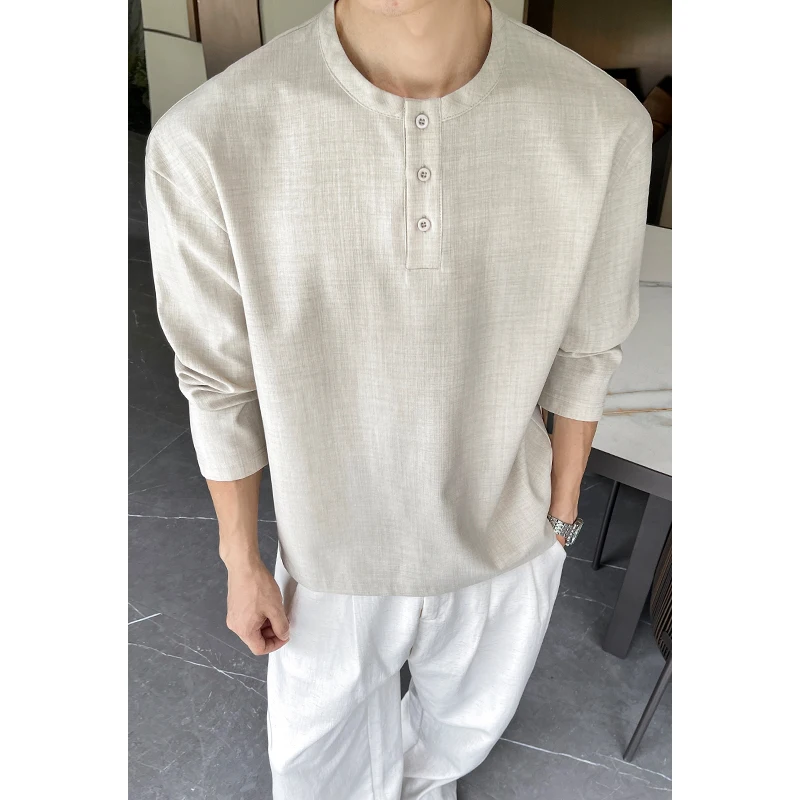 T-shirt décontracté pour homme - Mens Linen Shirt Long Sleeve avis et prix