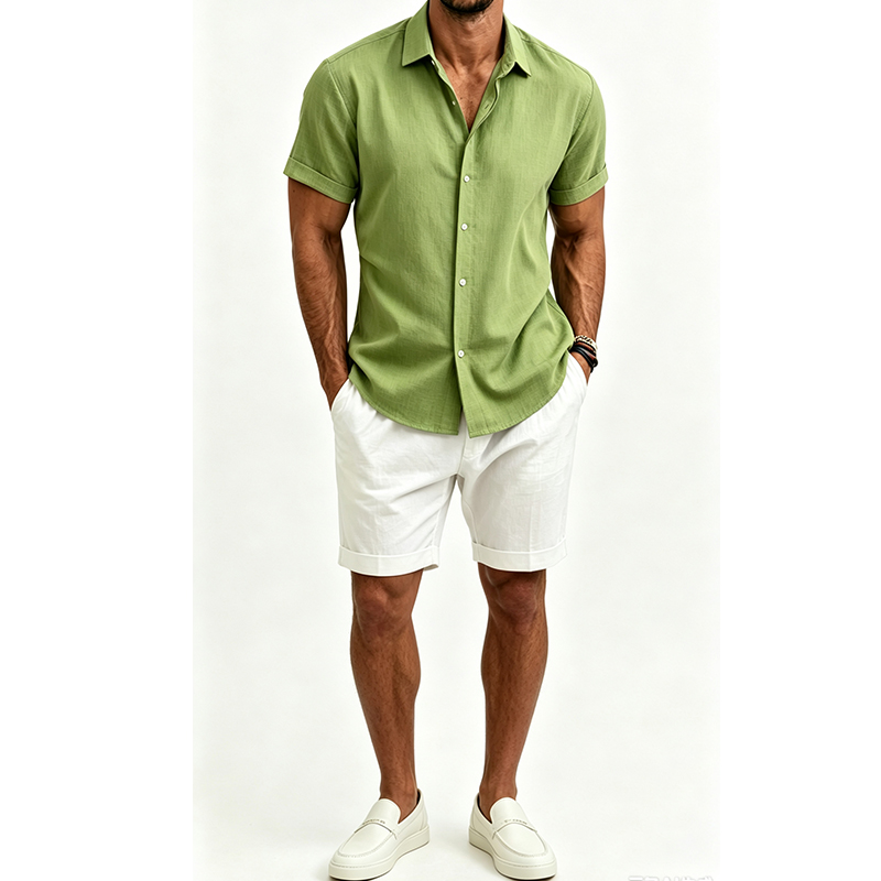 Ensemble chemise et short en c - Mens Linen Shirt Long Sleeve avis et prix