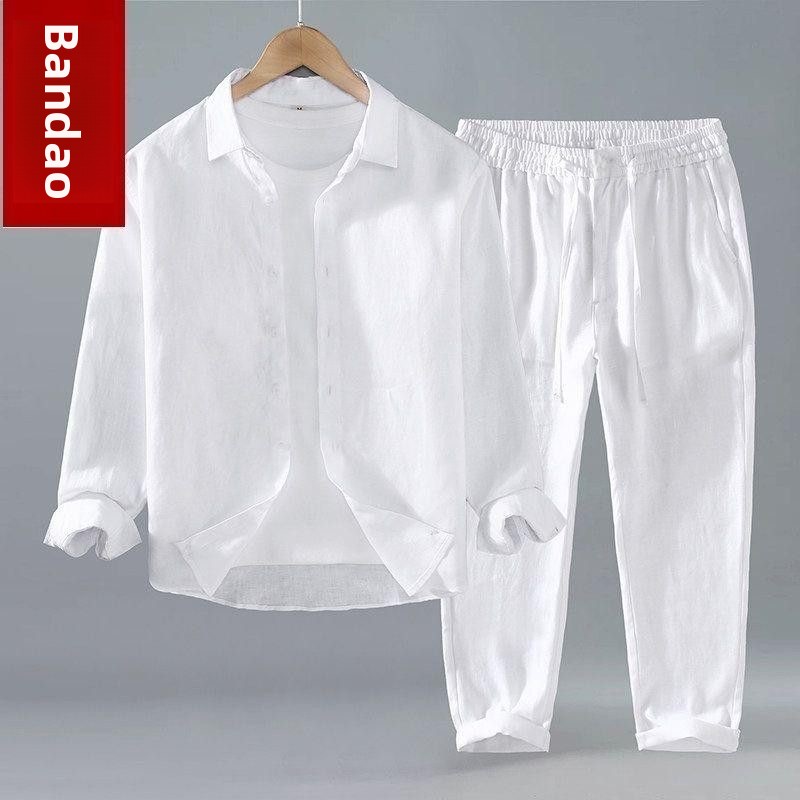 Ensemble deux pièces en lin am - Mens Linen Shirt Long Sleeve avis et prix