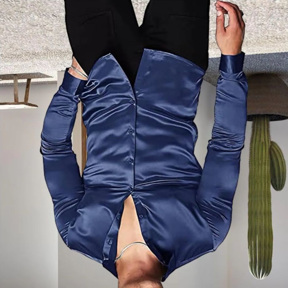 Chemise élégante pour homme en - Mens Satin Silk Dress Shirt avis et prix